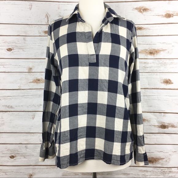 Bass Tops - Bass Navy & Cream Buffalo Plaid Button Down Top